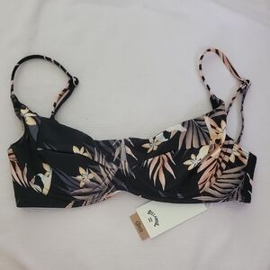 Billabong Black and Cream Safari Night Bakini Top Sz S